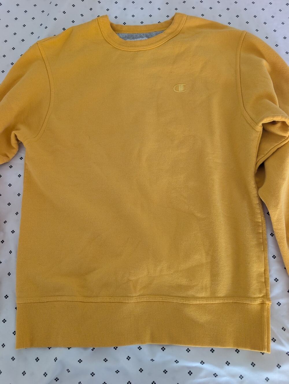 Vintage Champion Yellow Crewneck Sweatshirt , Heritage Build Sz Small
